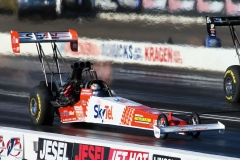 Larry Dixon qualifies the SkyTel Top Fuel dragster at Firebird Raceway in Phoenix, Arizona.